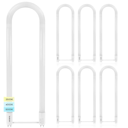 Luxrite T8 U Bend LED Tube Light Bulb 17.5W 32W Equivalent 2100LM 5CCT 2700K-5000K Universal G13, 6PK LR23517-6PK